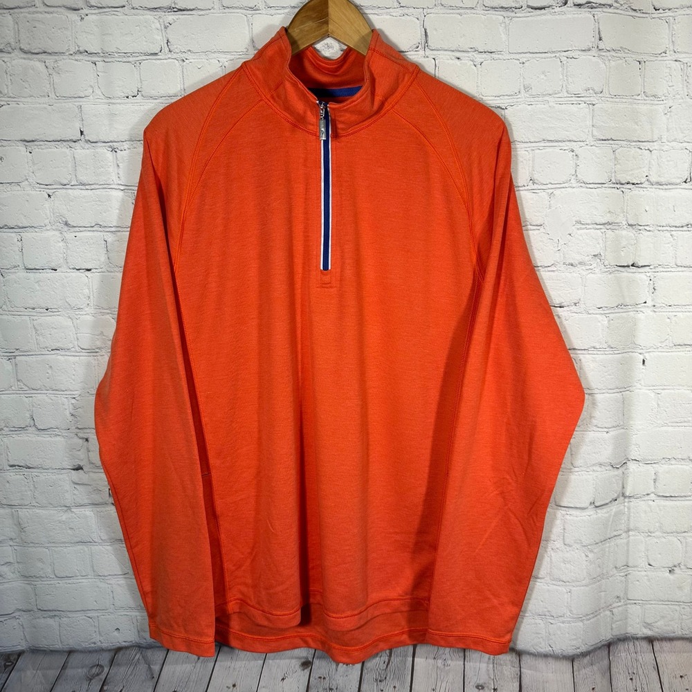 Tommy Bahama Mens Quarter Zip Pullover Orange Heather T22072 Sweatshirt Large